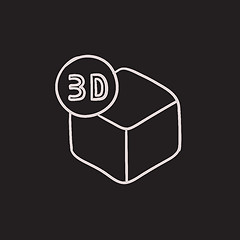 Image showing Three D box sketch icon.