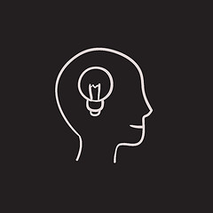 Image showing Human head with idea sketch icon.