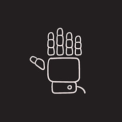 Image showing Robot hand sketch icon.