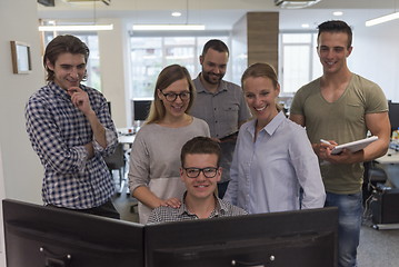 Image showing group of young startup business people standing as team