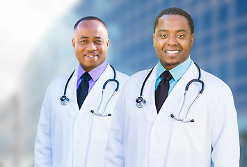 Image showing African American Male Doctors Outside of Hospital Building