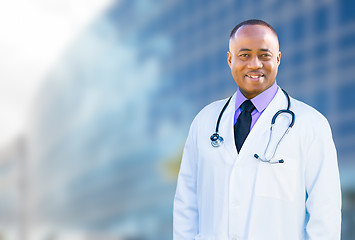 Image showing African American Male Doctor Outside of Hospital Building