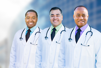 Image showing African American and Hispanic Male Doctors Outside of Hospital B