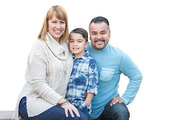 Image showing Mixed Race Hispanic and Caucasian Family on White