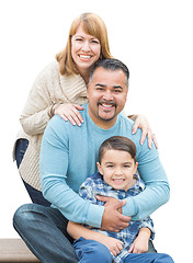 Image showing Mixed Race Hispanic and Caucasian Family on White