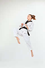 Image showing The karate girl with black belt