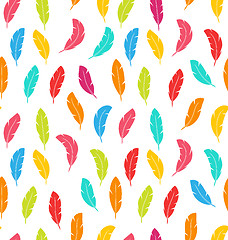 Image showing Seamless Pattern of Multicolored Feathers