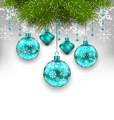 Image showing Elegant Xmas Background with Glass Hanging Balls