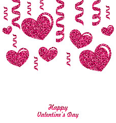 Image showing Frame from Pink Hearts with Glitter Background