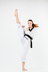 Image showing The karate girl with black belt