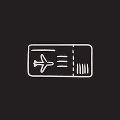 Image showing Flight ticket sketch icon.