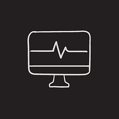 Image showing Heart beat monitor sketch icon.