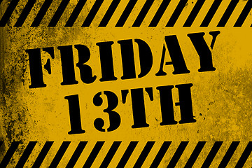 Image showing Friday 13th sign yellow with stripes