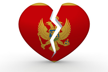 Image showing Broken white heart shape with Montenegro flag