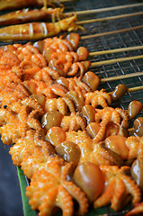 Image showing BBQ Squid on a Stick