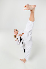 Image showing The karate girl with black belt