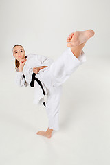 Image showing The karate girl with black belt