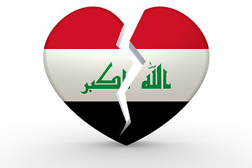 Image showing Broken white heart shape with Iraq flag