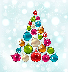 Image showing Christmas Abstract Tree Made in Colorful Balls