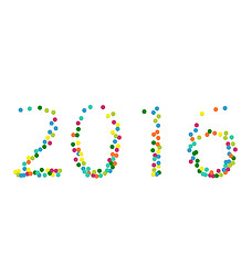 Image showing New year 2016 lettering colourful confetti