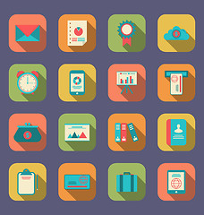 Image showing Modern flat icons of web design objects, business, office and ma