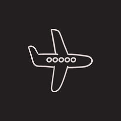 Image showing Flying airplane sketch icon.