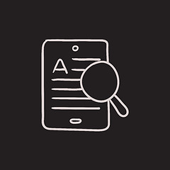 Image showing Tablet and magnifying glass sketch icon.