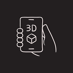 Image showing Smartphone with three D box sketch icon.