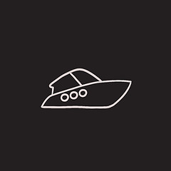 Image showing Speedboat sketch icon.