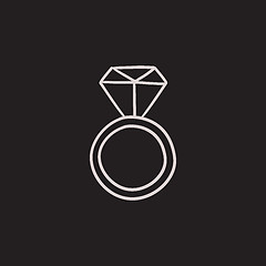 Image showing Engagement ring with diamond sketch icon.