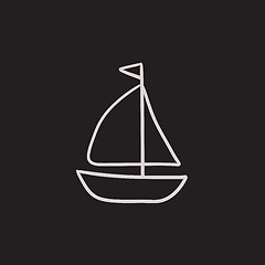 Image showing Sailboat sketch icon.