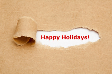 Image showing Happy Holidays Torn Paper Concept