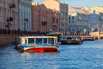 Image showing River trams in Neva river