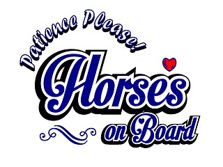 Image showing Horses on Board steacker blu Vintage style. Retro. Hand lettering Title. Calligraphic symbol for Warning. cartoon , illustration.