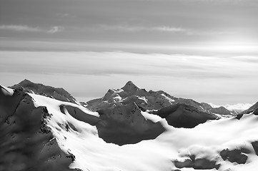 Image showing Black and white winter snow mountains