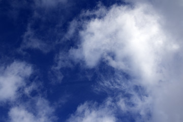 Image showing Blue sky with sunlight clouds in evening