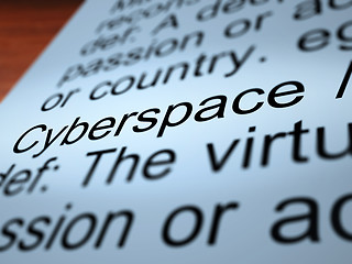 Image showing Cyberspace Definition Closeup Showing Online Networks