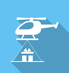 Image showing Helicopter delivery cardboard packages