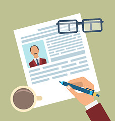 Image showing Concept of Resume Writing, Flat Simple Icons