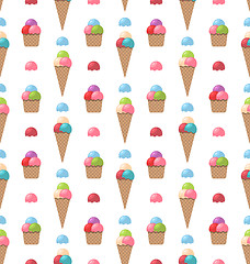 Image showing Seamless Pattern with Different Colorful Ice Creams