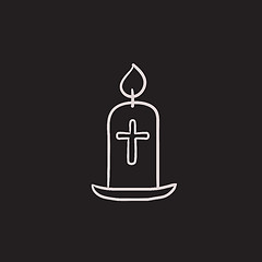 Image showing Easter candle sketch icon.