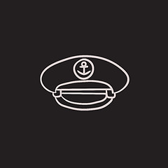 Image showing Captain peaked cap sketch icon.