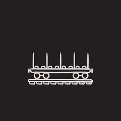 Image showing Cargo wagon sketch icon.