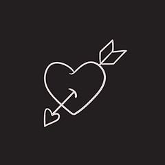 Image showing Heart pierced with arrow sketch icon.