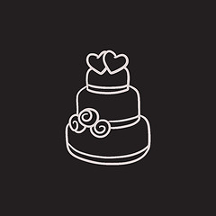 Image showing Wedding cake sketch icon.