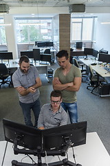 Image showing startup business people group working as team to find solution