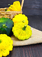 Image showing Squash fresh with burlap on dark board