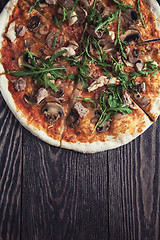 Image showing Pizza with chicken and mushrooms