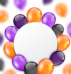 Image showing Halloween Card with Orange, Violet and Black Balloons