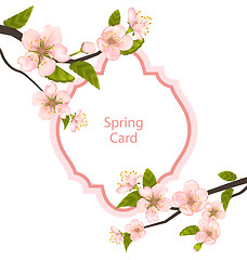 Image showing Romantic Spring Card with Blossoming Tree Branches
